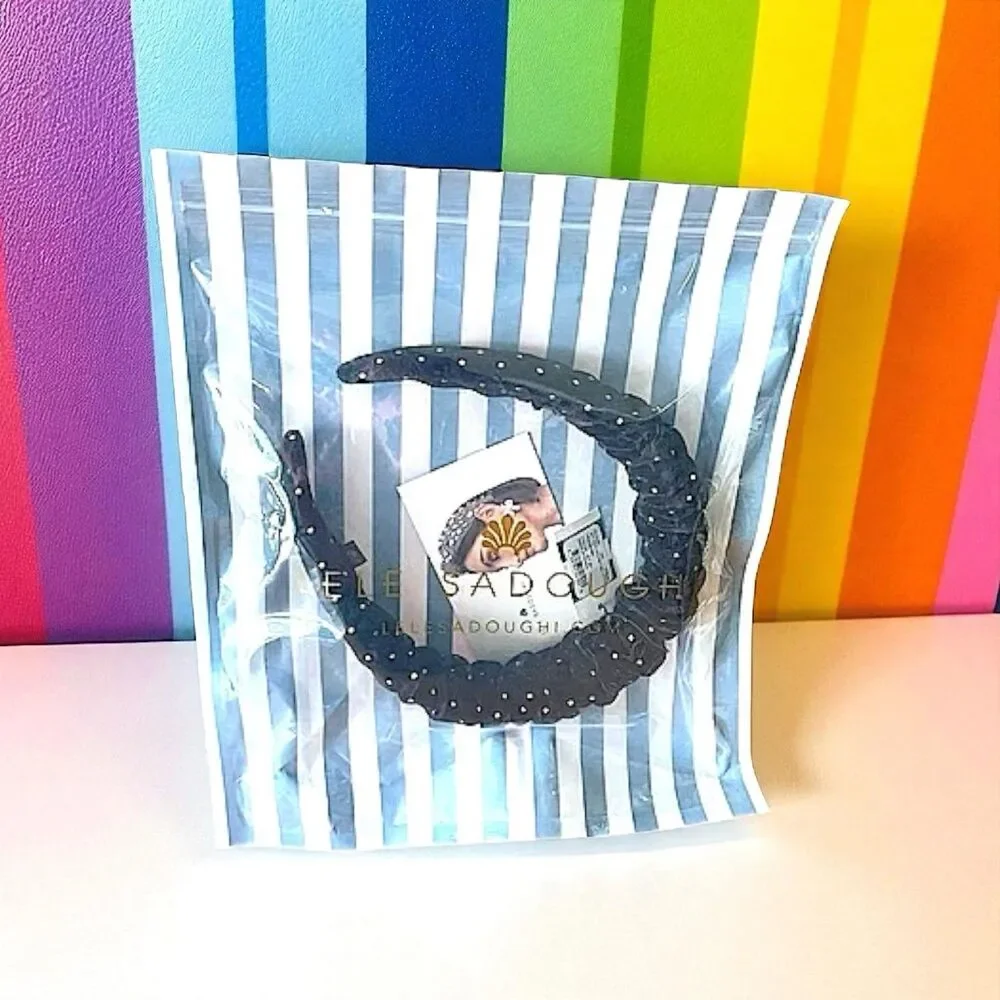 LELE SADOUGHI Jet Dot Velvet Kelly Headband BRAND NEW WITH TAGS RV $85